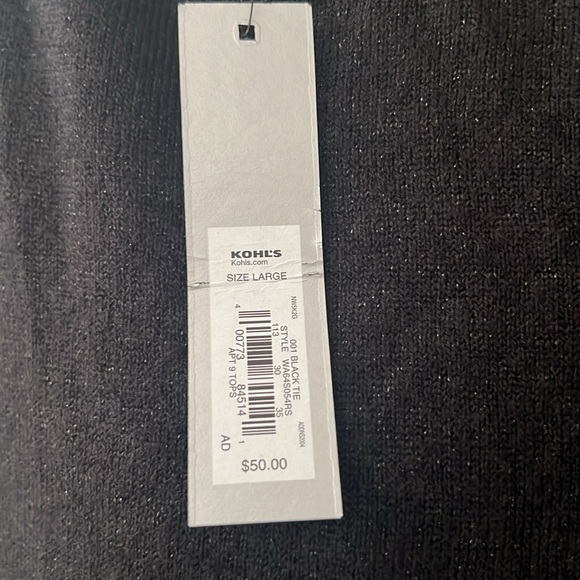 Apt 9 Black Shimmer Removeable Cowlneck Tunic Sweater L - Picture 5 of 6